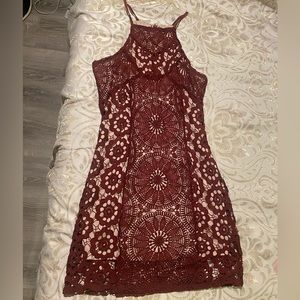 Francesca’s maroon lace halter dress, Size S